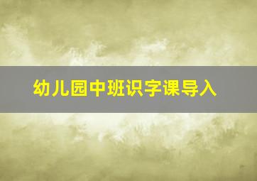 幼儿园中班识字课导入