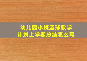 幼儿园小班篮球教学计划上学期总结怎么写