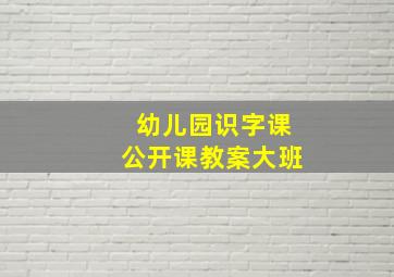 幼儿园识字课公开课教案大班