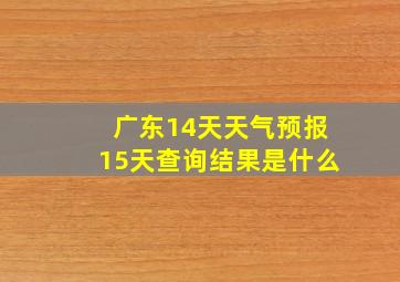 广东14天天气预报15天查询结果是什么