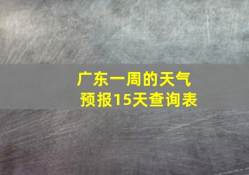 广东一周的天气预报15天查询表