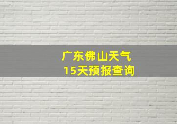 广东佛山天气15天预报查询