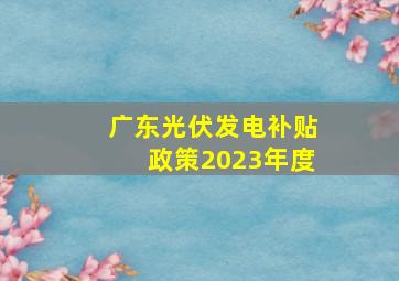 广东光伏发电补贴政策2023年度