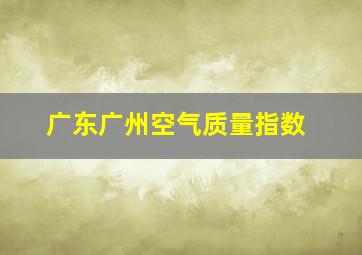 广东广州空气质量指数