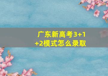 广东新高考3+1+2模式怎么录取