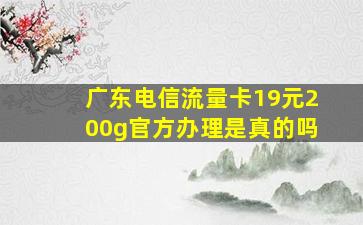 广东电信流量卡19元200g官方办理是真的吗