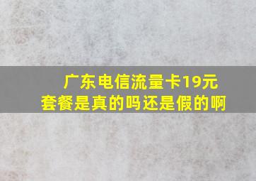 广东电信流量卡19元套餐是真的吗还是假的啊