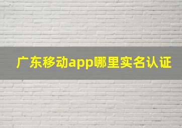 广东移动app哪里实名认证