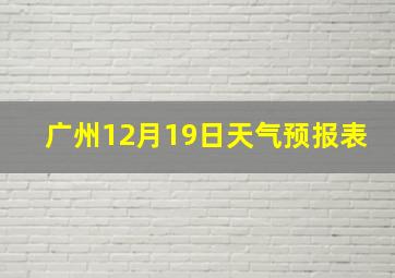 广州12月19日天气预报表