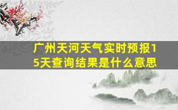 广州天河天气实时预报15天查询结果是什么意思