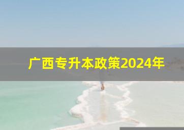 广西专升本政策2024年