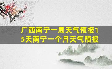 广西南宁一周天气预报15天南宁一个月天气预报