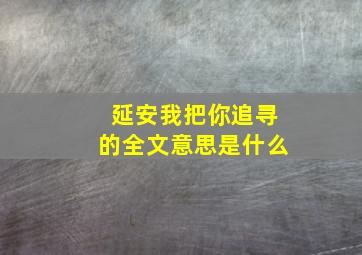 延安我把你追寻的全文意思是什么