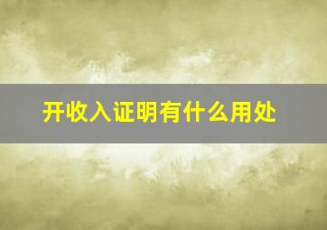 开收入证明有什么用处