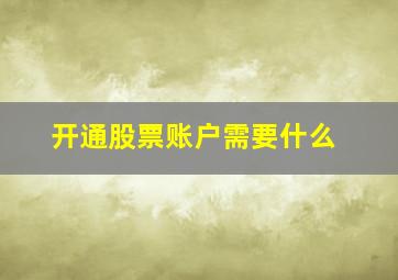 开通股票账户需要什么