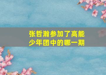 张哲瀚参加了高能少年团中的哪一期