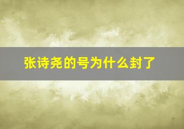 张诗尧的号为什么封了