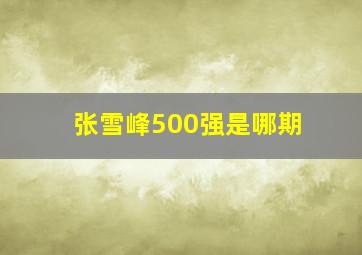 张雪峰500强是哪期