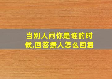 当别人问你是谁的时候,回答撩人怎么回复