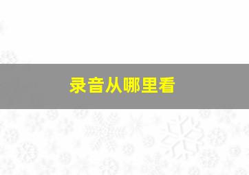 录音从哪里看