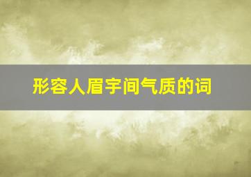 形容人眉宇间气质的词