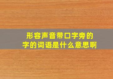 形容声音带口字旁的字的词语是什么意思啊