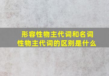 形容性物主代词和名词性物主代词的区别是什么