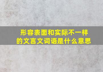 形容表面和实际不一样的文言文词语是什么意思