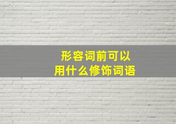 形容词前可以用什么修饰词语