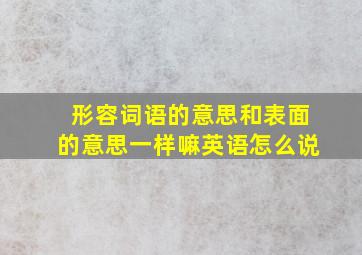 形容词语的意思和表面的意思一样嘛英语怎么说