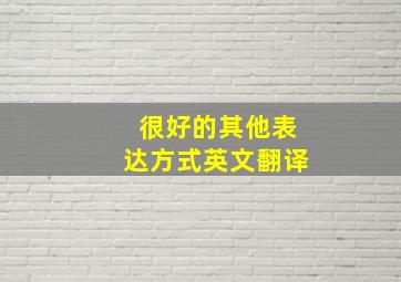 很好的其他表达方式英文翻译