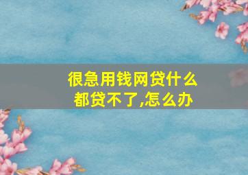 很急用钱网贷什么都贷不了,怎么办