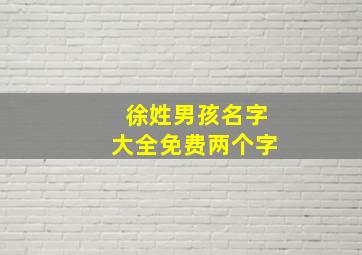 徐姓男孩名字大全免费两个字