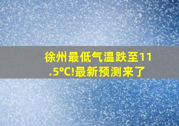 徐州最低气温跌至11.5℃!最新预测来了