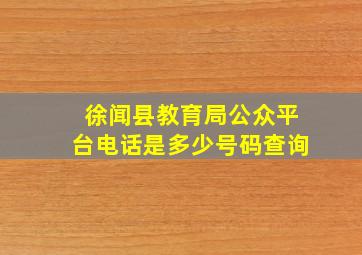 徐闻县教育局公众平台电话是多少号码查询