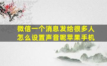 微信一个消息发给很多人怎么设置声音呢苹果手机