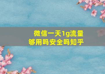 微信一天1g流量够用吗安全吗知乎