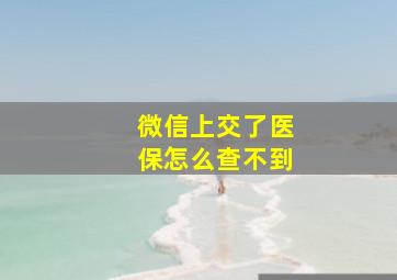 微信上交了医保怎么查不到