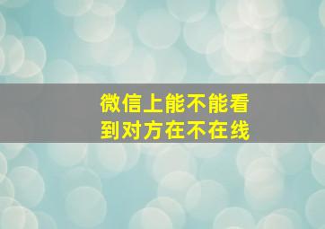 微信上能不能看到对方在不在线