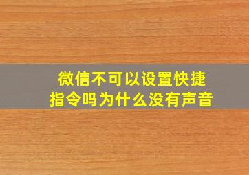 微信不可以设置快捷指令吗为什么没有声音