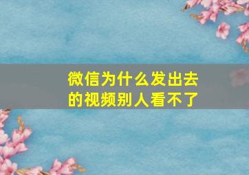 微信为什么发出去的视频别人看不了