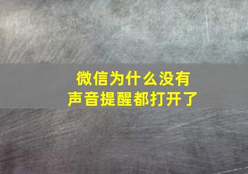 微信为什么没有声音提醒都打开了