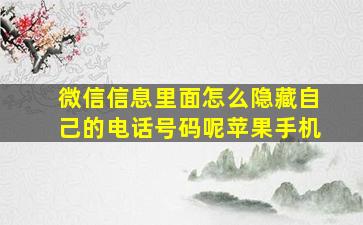 微信信息里面怎么隐藏自己的电话号码呢苹果手机