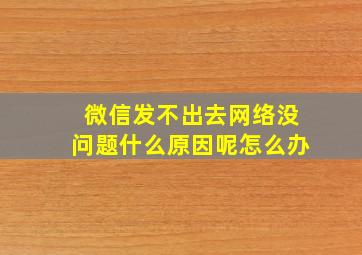 微信发不出去网络没问题什么原因呢怎么办