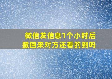 微信发信息1个小时后撤回来对方还看的到吗