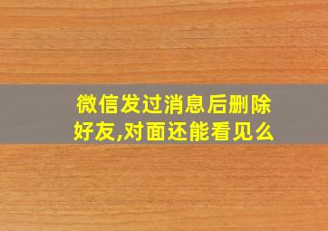 微信发过消息后删除好友,对面还能看见么