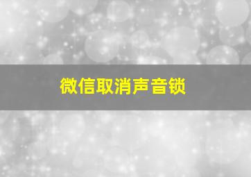 微信取消声音锁