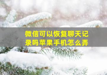 微信可以恢复聊天记录吗苹果手机怎么弄