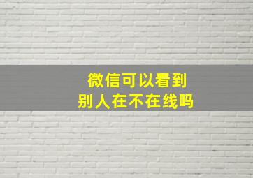 微信可以看到别人在不在线吗