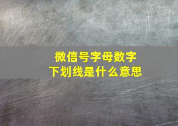 微信号字母数字下划线是什么意思